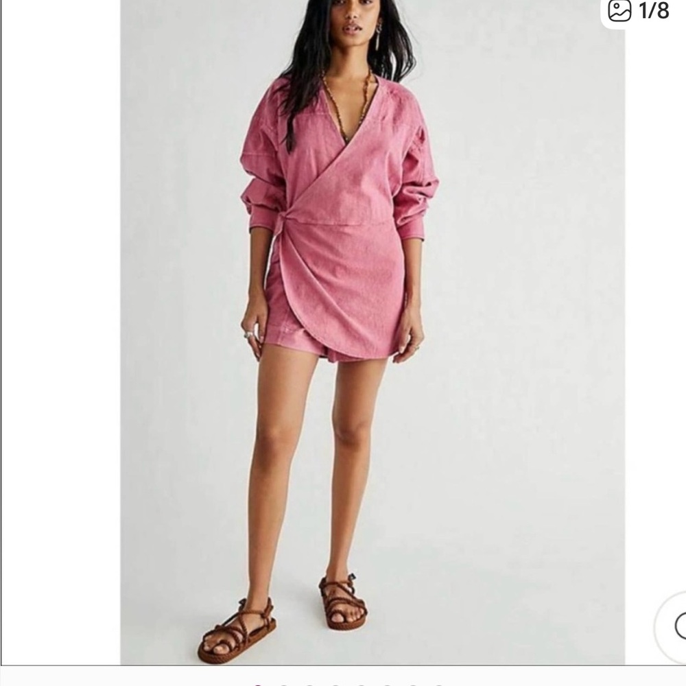 NEW Free People Lia Wrap Romper 0 Pink